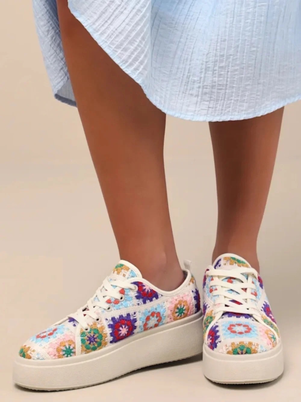 Dirty Laundry Rambling Crochet Platform Sneakers patchwork chunky soles size 9.5